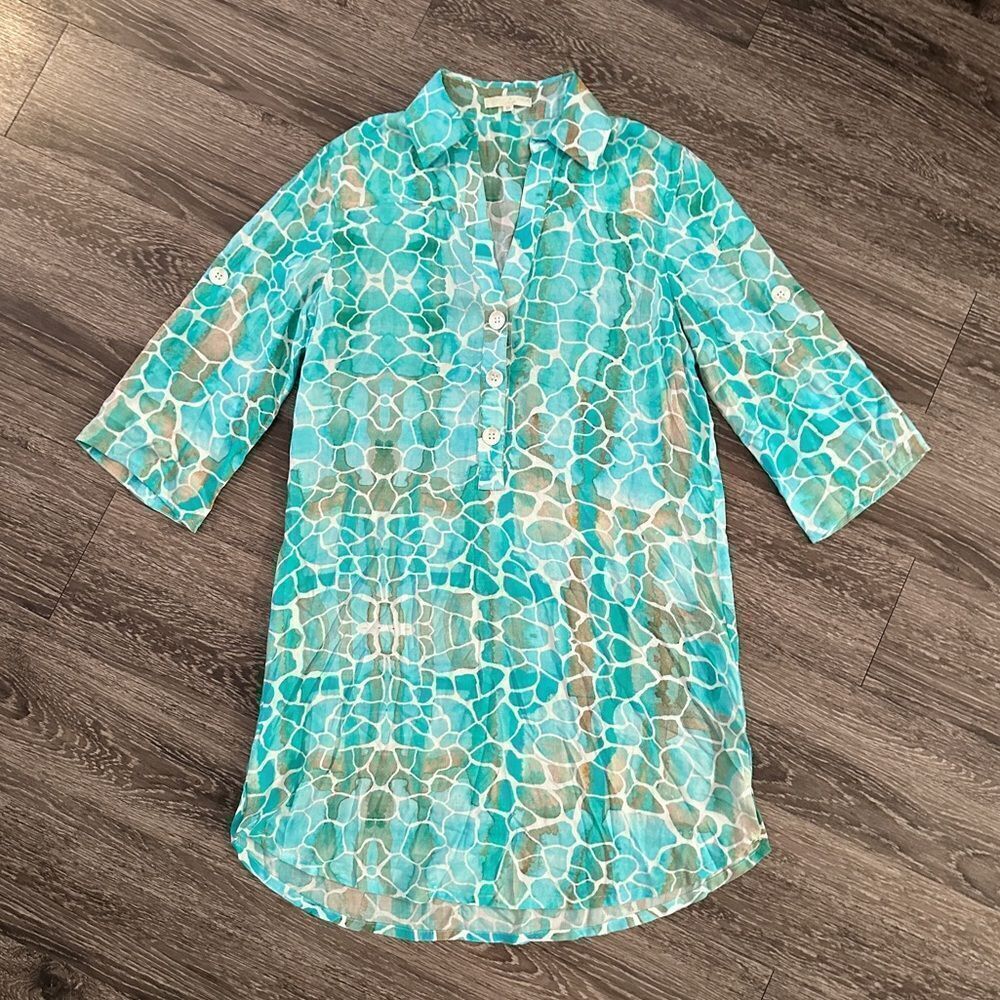 Sophia Alexia Aqua Beach Tunic Shirt